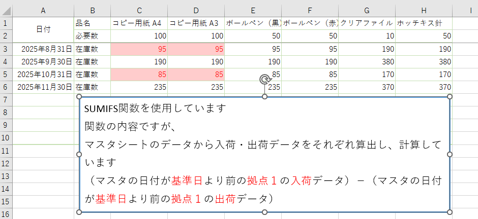 【Excel関数】在庫管理